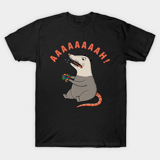 Opossum and cube T-Shirt by coffeeman